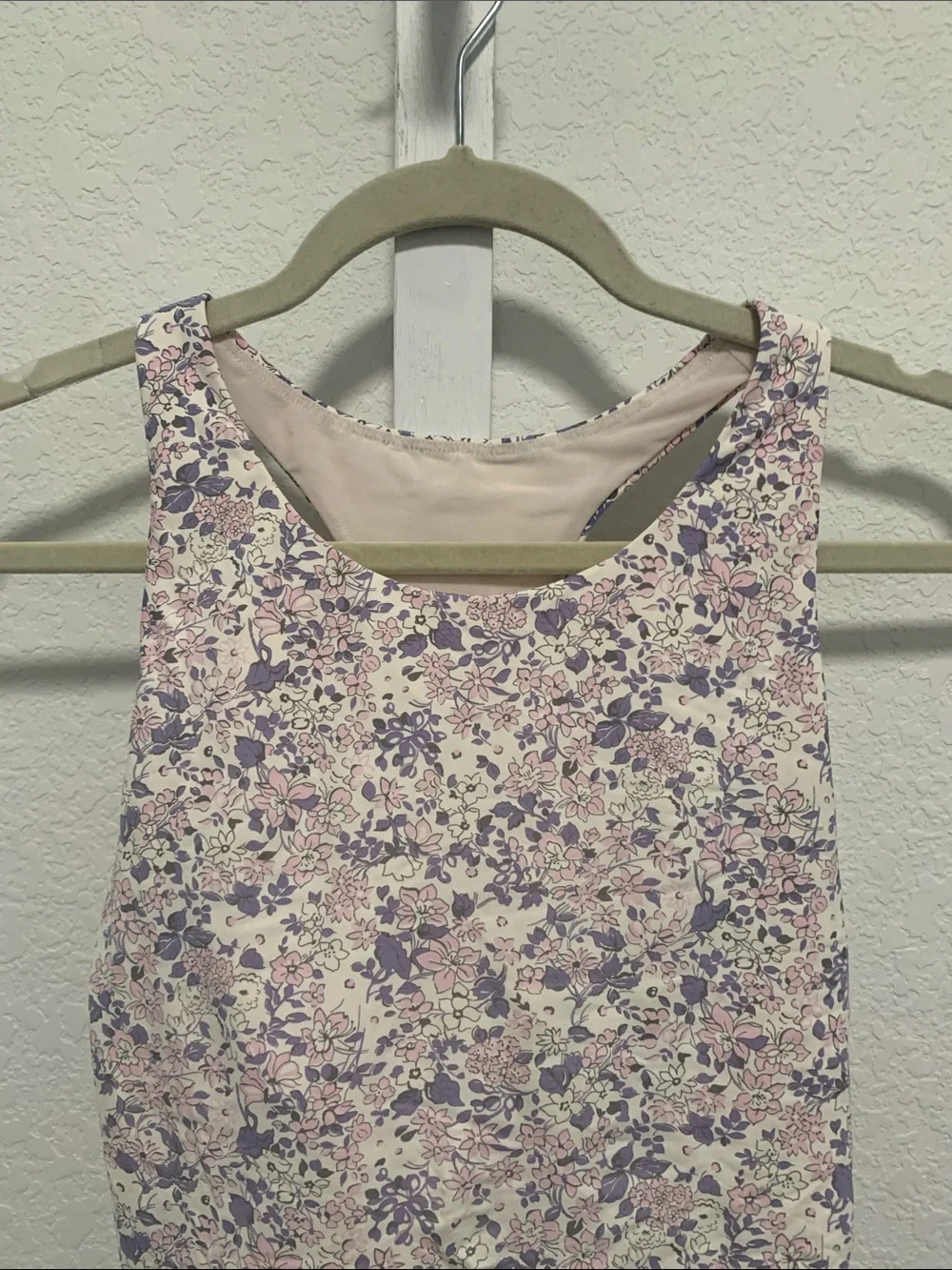 Lands’ End Purple Pink Floral Midkini Racerback Swim Top